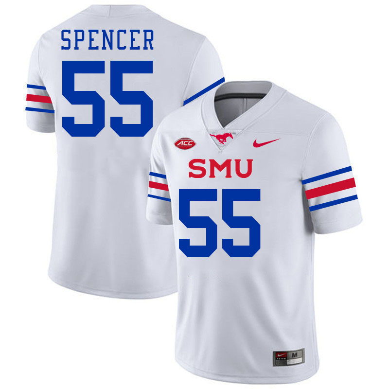SMU Mustangs #55 Woo Spencer Jersey College Football Uniforms-White
